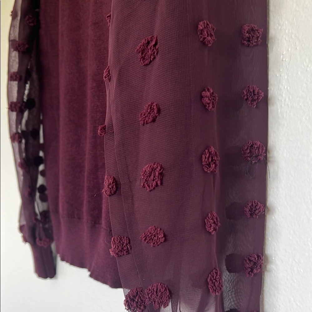 Les Serein  burgundy V-Neck women’s long   pullover  long sleeve Sz S/P - Picture 5 of 9